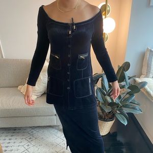 New Sonia Rykiel Velour Black Top size M